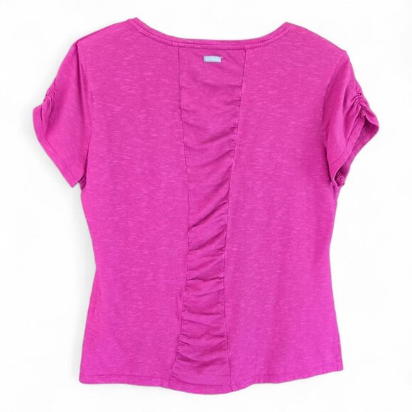 Columbia Womens Rocky Ridge III Pink Short-Sleeve Ruched Back Tee Large - Picture 2 of 8